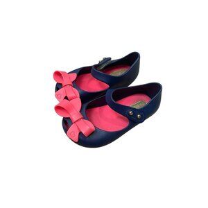 Mini Melissa Ultragirl Bow  Shoes Navy Pink Toddler Girls Size 6